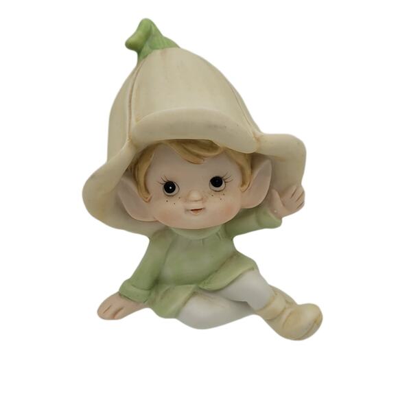 Vintage Homco 5615 Pixie Fairy Child with Freckles and a Flower Hat - Picture 1 of 13